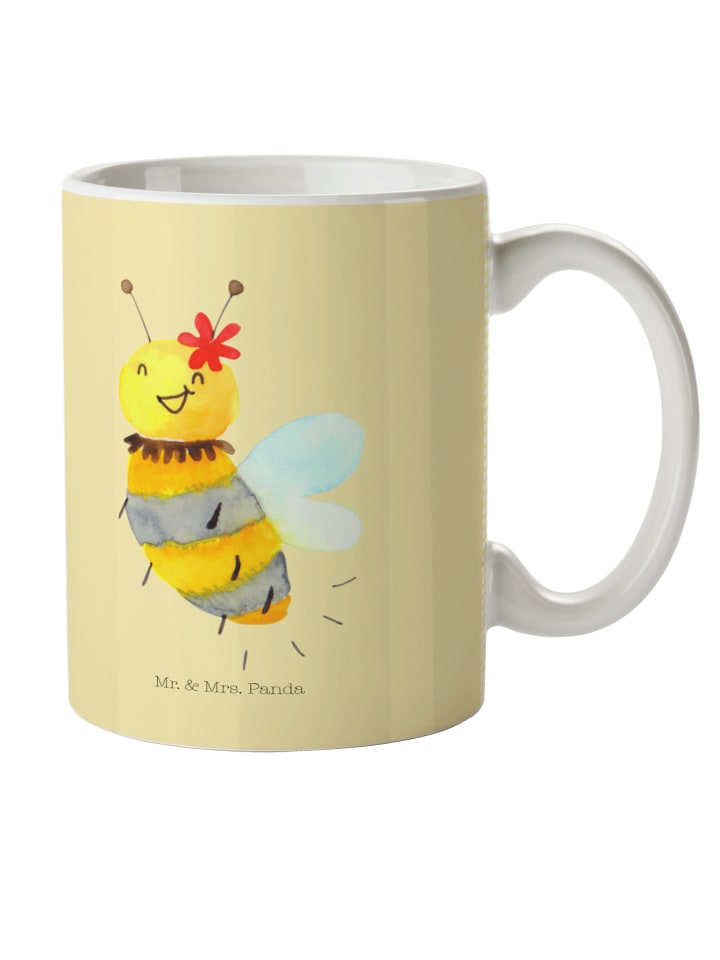 Tasse Biene Blume ohne Spruch in Gelb Pastell