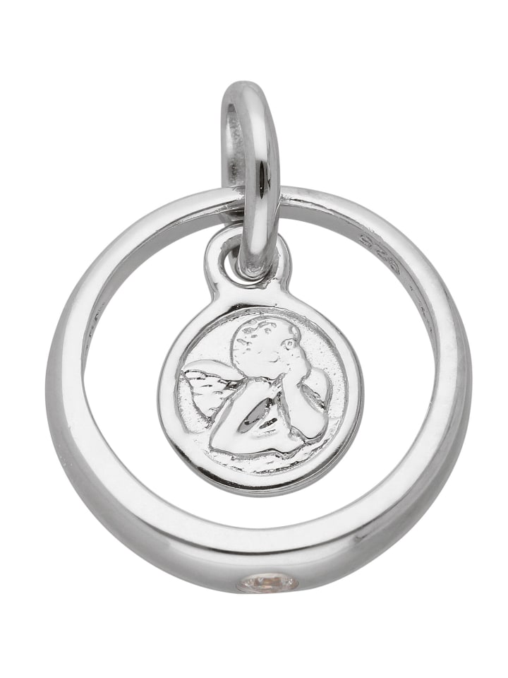 925 Silber Anhänger Taufring mit Zirkonia Ø 10,7 mm in silber