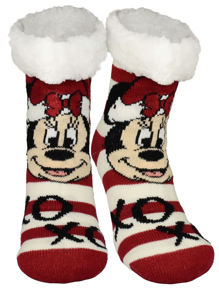 Disney Mickey Mouse Hüttensocken Haussocken Kuschelsocken Socken in rot