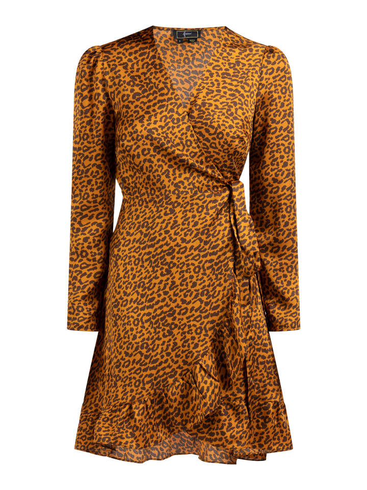 Damen Wickelkleid in Braun