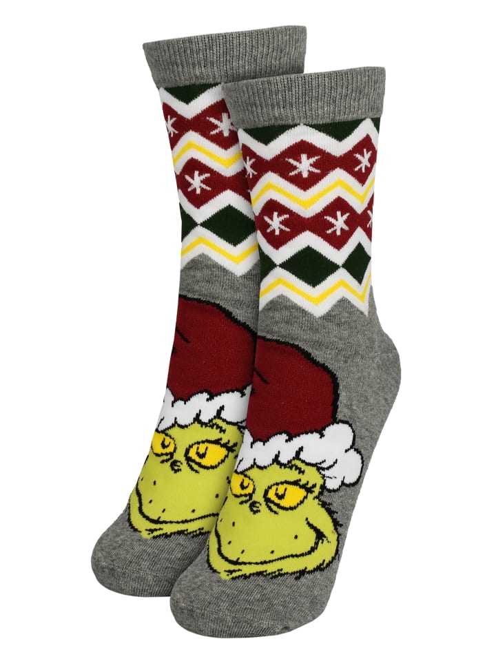 The Grinch Socken XMAS Sneaker Strümpfe in grau