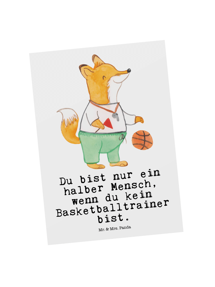 Postkarte Basketballtrainer Herz mit Spruch in Weiß