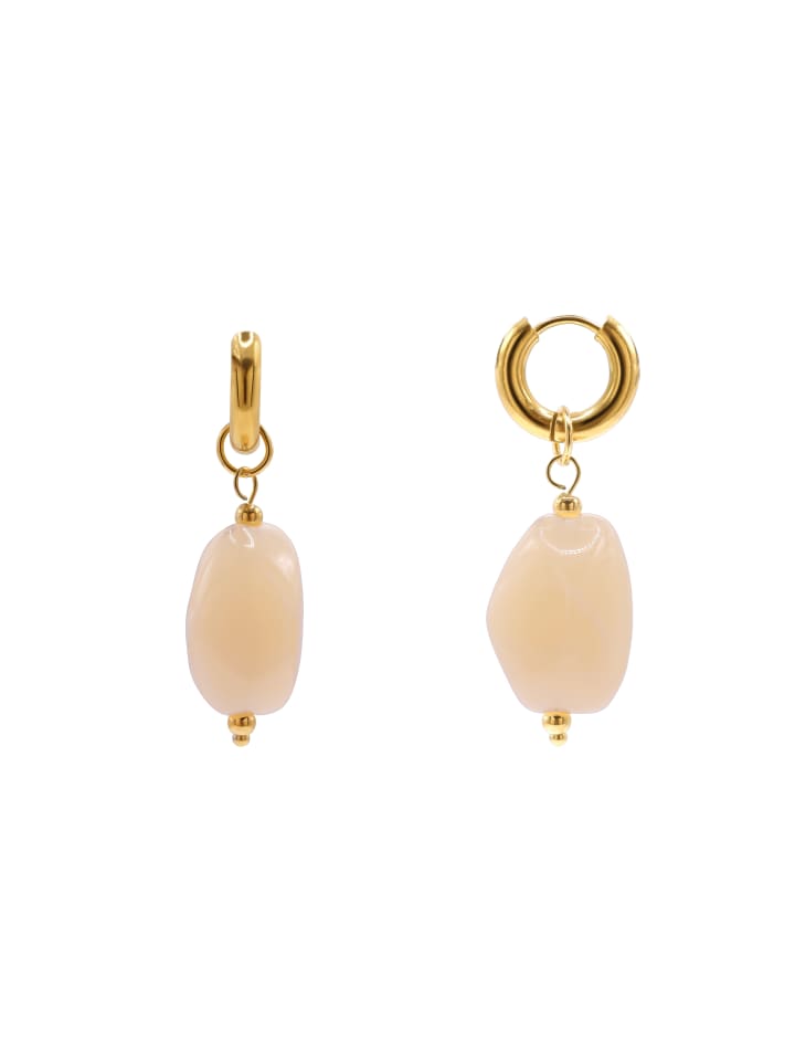 Creole mit Anhänger Nefeli goldfarben in beige