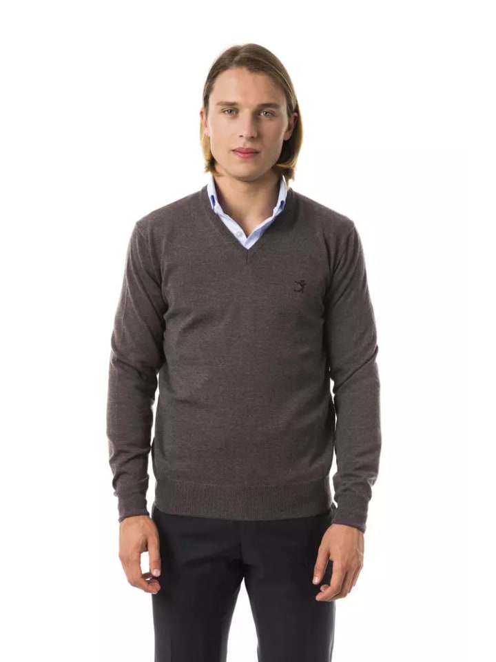 Grau Merino Wolle Herren Pullover