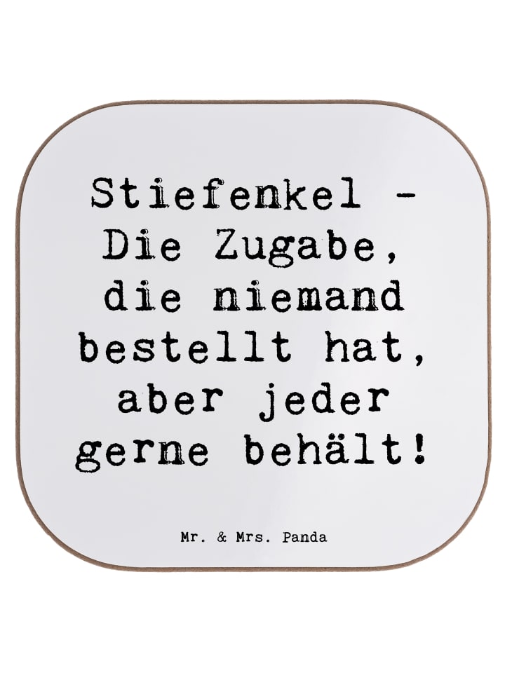 Untersetzer Stiefenkel Freude mit Spruch in Weiß