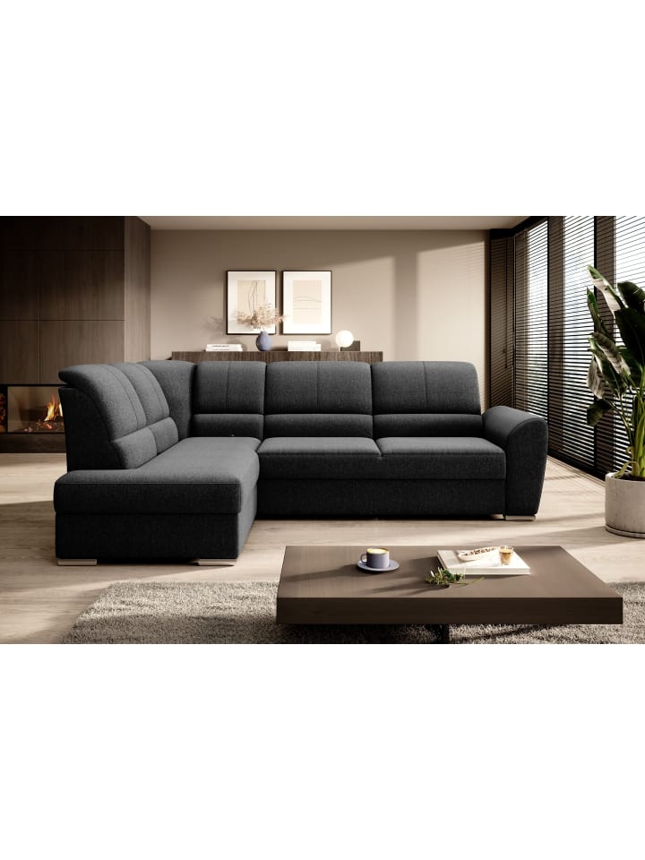 Silver Recamiere Links in Schwarz - (L) 270 x (B) 270 x (H) 93 cm