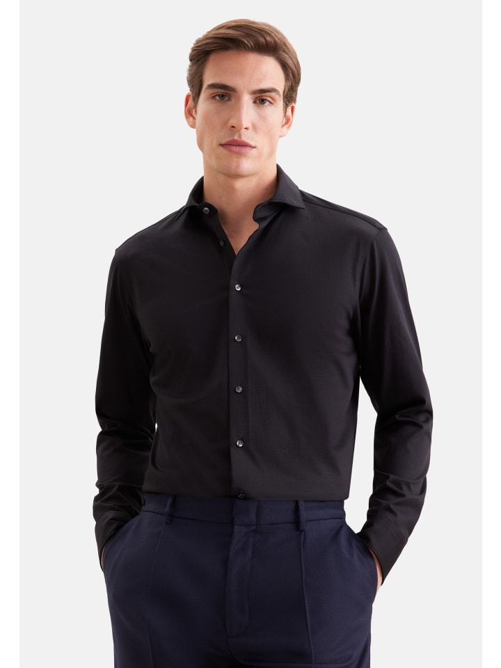 Jerseyhemd Regular in Schwarz