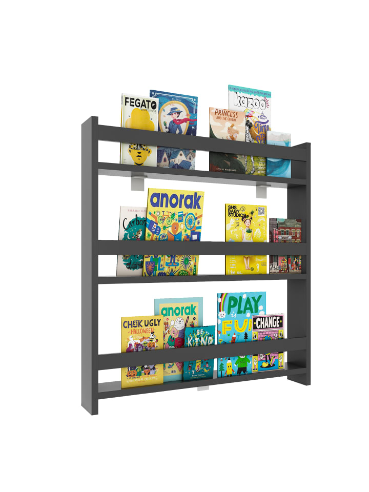 Holz Kinderregal Bücherregal Kinder Regal Kidos in Anthrazit