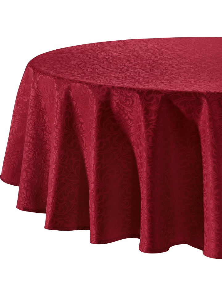 Jacquard, Baumwollmischung, Gewebt Tischdecke Hamm in rubin