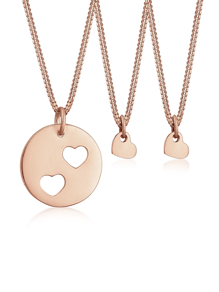 Schmuckset 925 Sterling Silber Herz in Rosegold