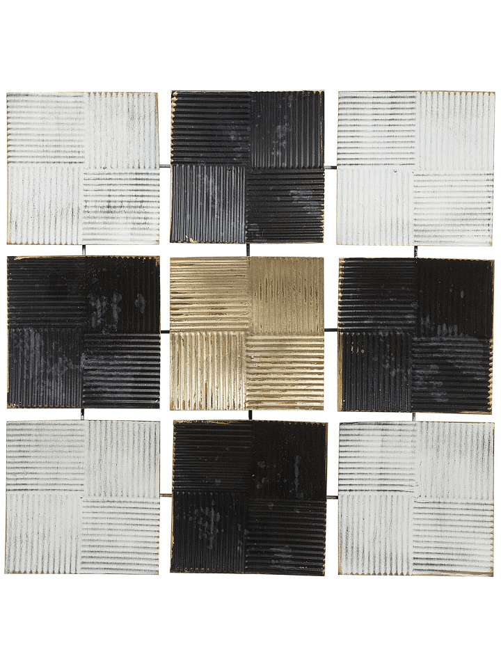 Wandobjekt TITANIUM in Weiß/Schwarz/Gold - (W) 50 x (H) 50 x (L) 2 cm Horizontal