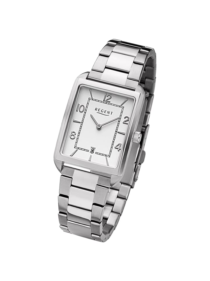 Analog-Armbanduhr Regent Metallarmband silber extra groß (ca. 28,5x41,5mm)