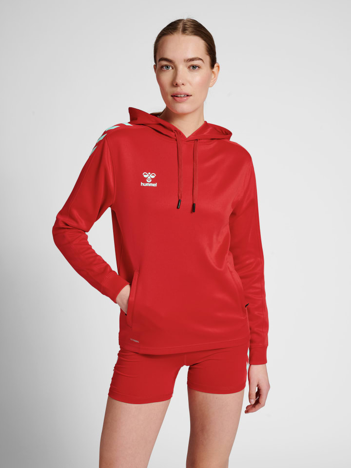 Verstellbare Taille Kapuzenpullover Hmlcore Damen in TRUE RED