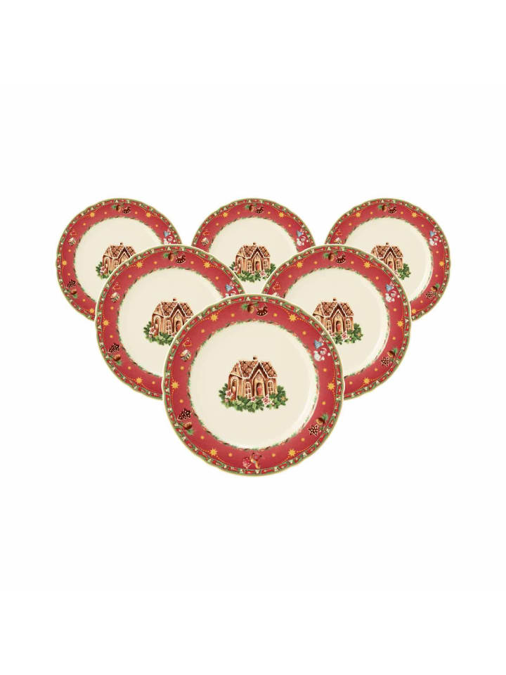 6er Set Brotteller Marieluise Weihnachtsnostalgie in Creme ø 17 cm