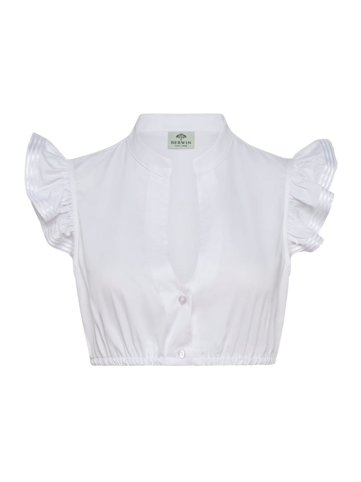 Dirndlbluse mit Stehkragen und Streifenband