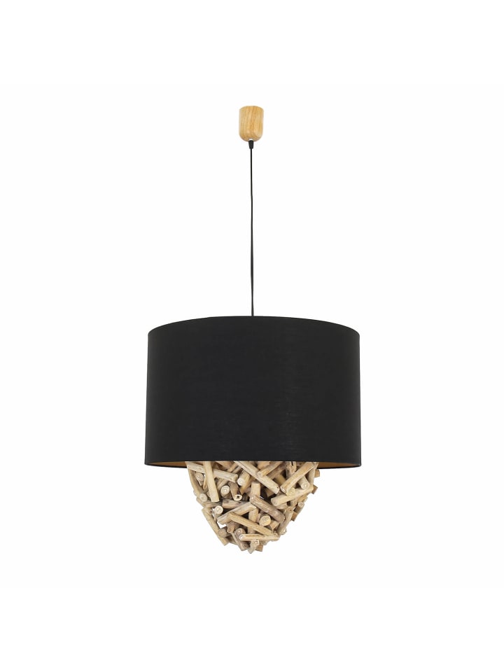 Pendelleuchte (B)50 x (L)50 cm in Holz (Natur) Schwarz