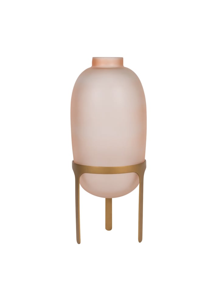 Vase mit Fuß in Rosa | Gold
