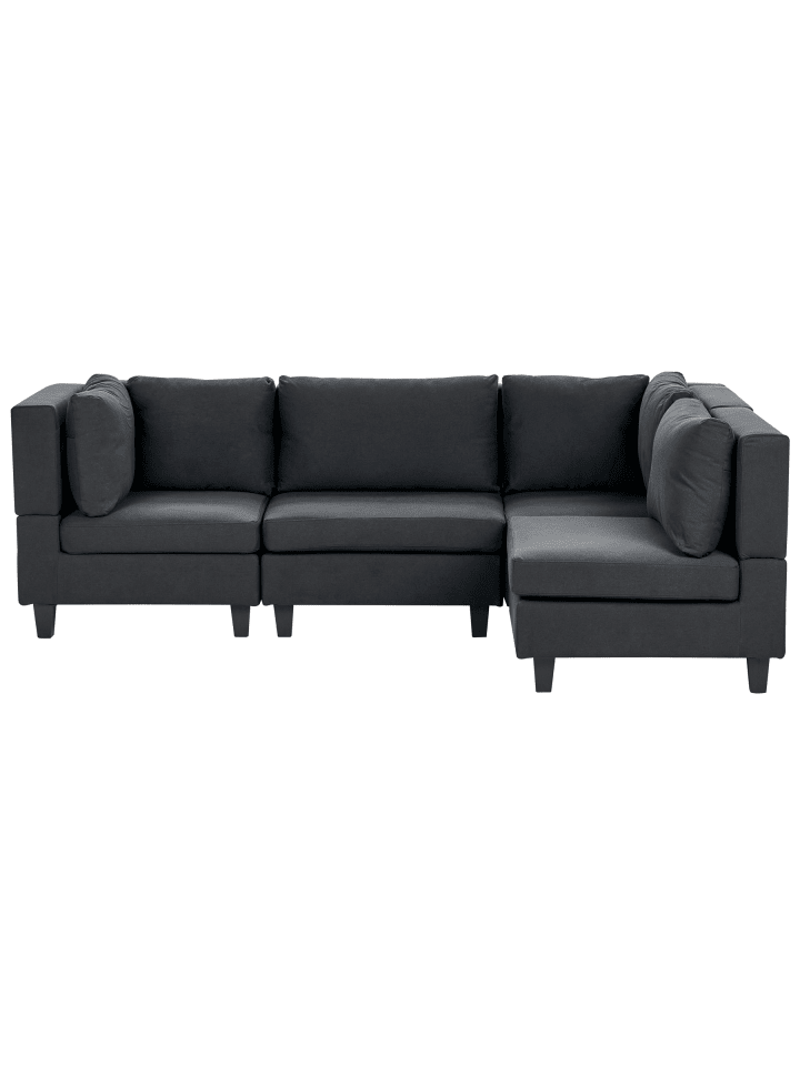 4-tlg Ecksofa UNSTAD in Schwarz/Schwarz linksseitig