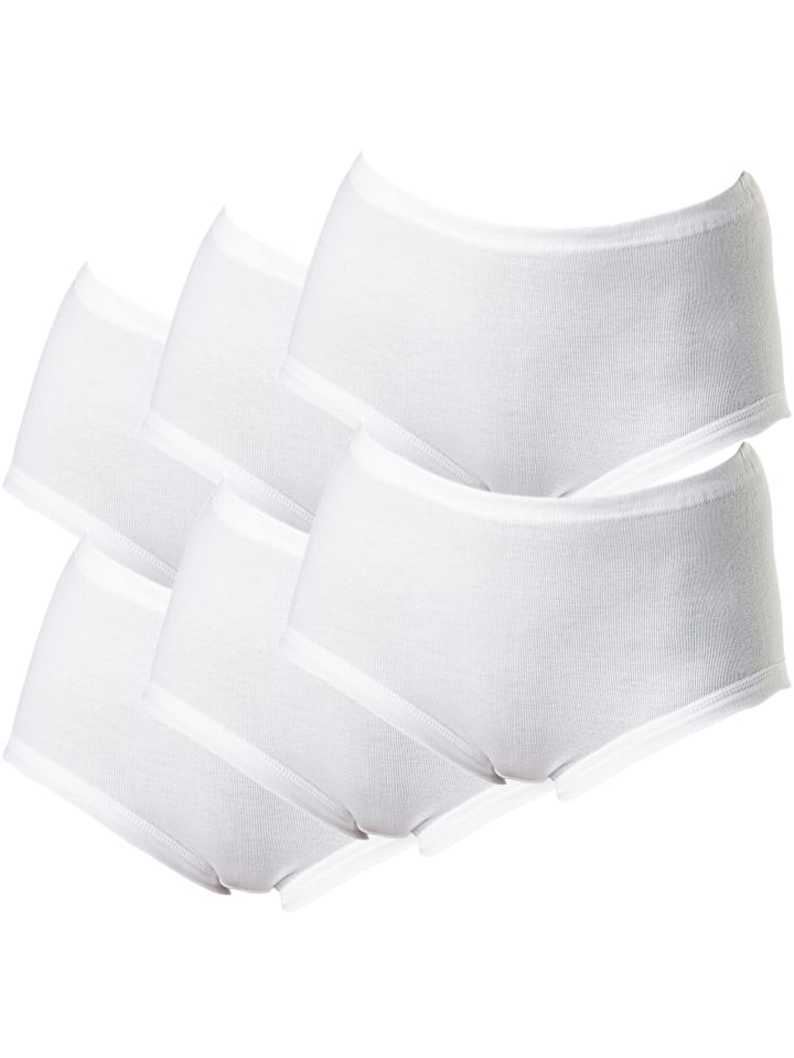Baumwolle, Feinripp Taillenslip im 6er-Pack in weiß