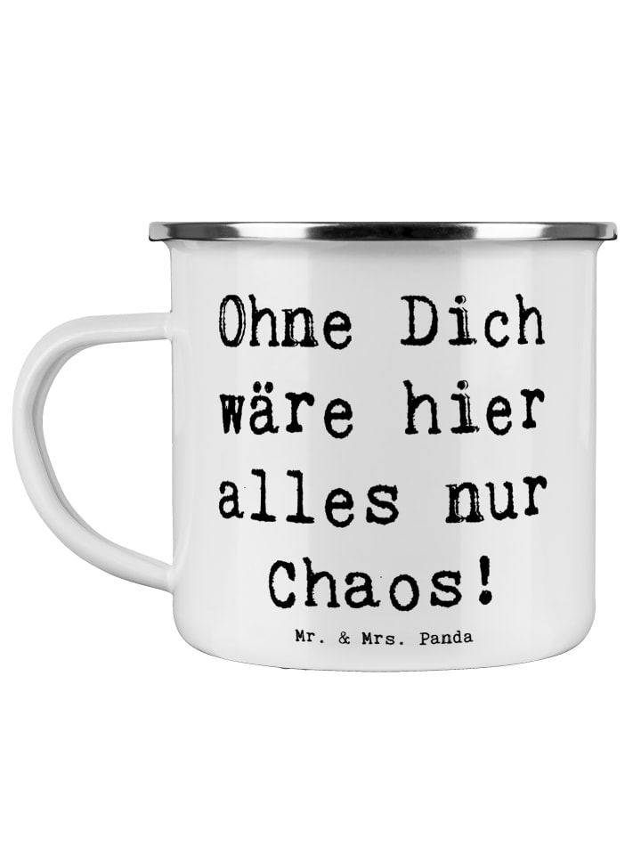 Blechbecher Spruch Reinigungskraft Held mit Spruch in Weiß