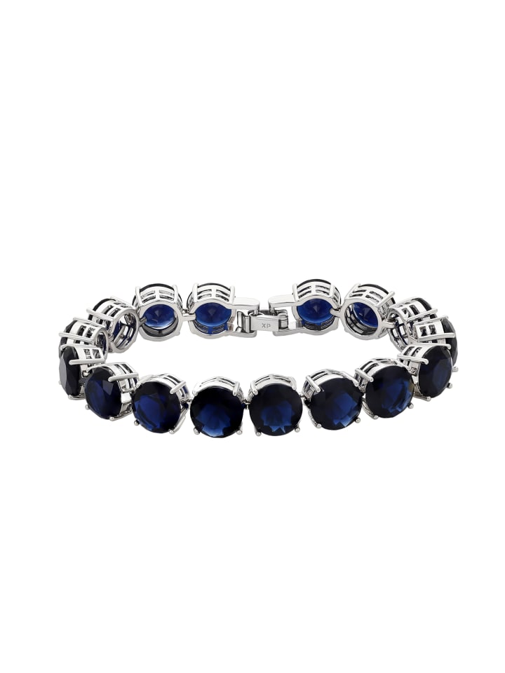 Women Crystal-Studded Bracelet in Silver Navy