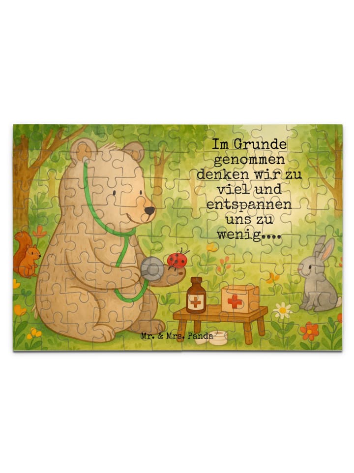 Puzzle Bär Arzt Design mit Spruch in Weiß