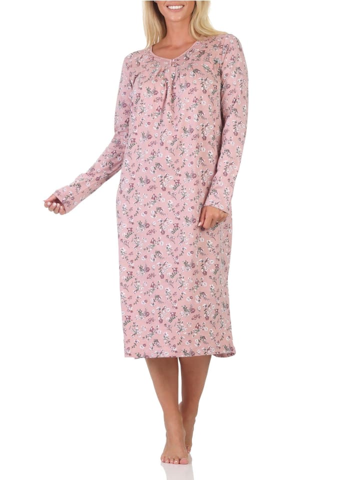 Normann Damen Nachthemd fraulich in floralem Design - 88160 in altrose
