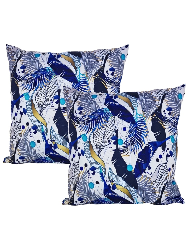 2er Set Outdoor Kissenhülle 45x45cm Motiv in Federn
