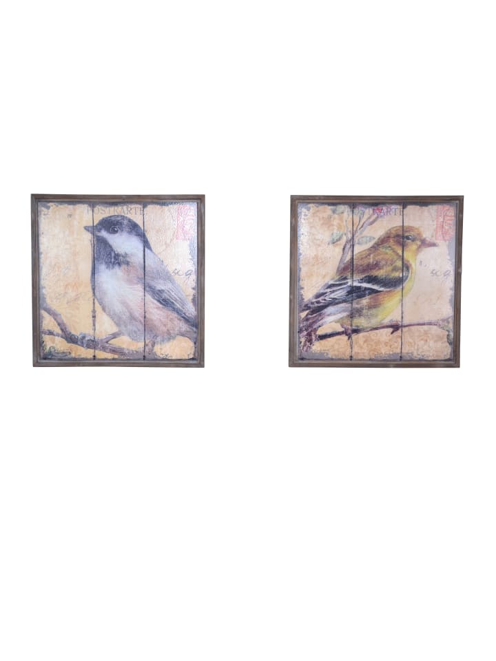 Wandbild 2-teilig mit Vogelmotiv in braun
