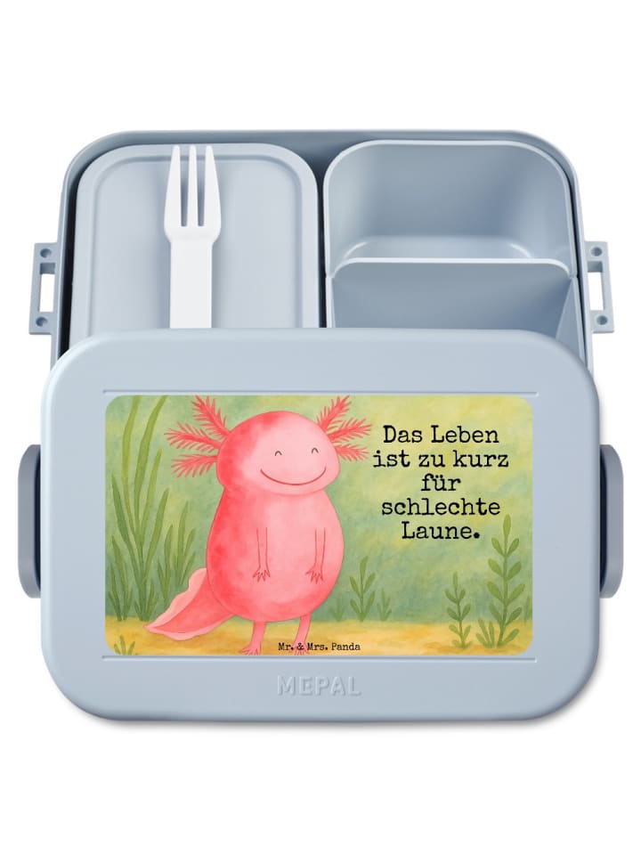 Bentobox Axolotl Glücklich Design mit Spruch in Blau Pastell