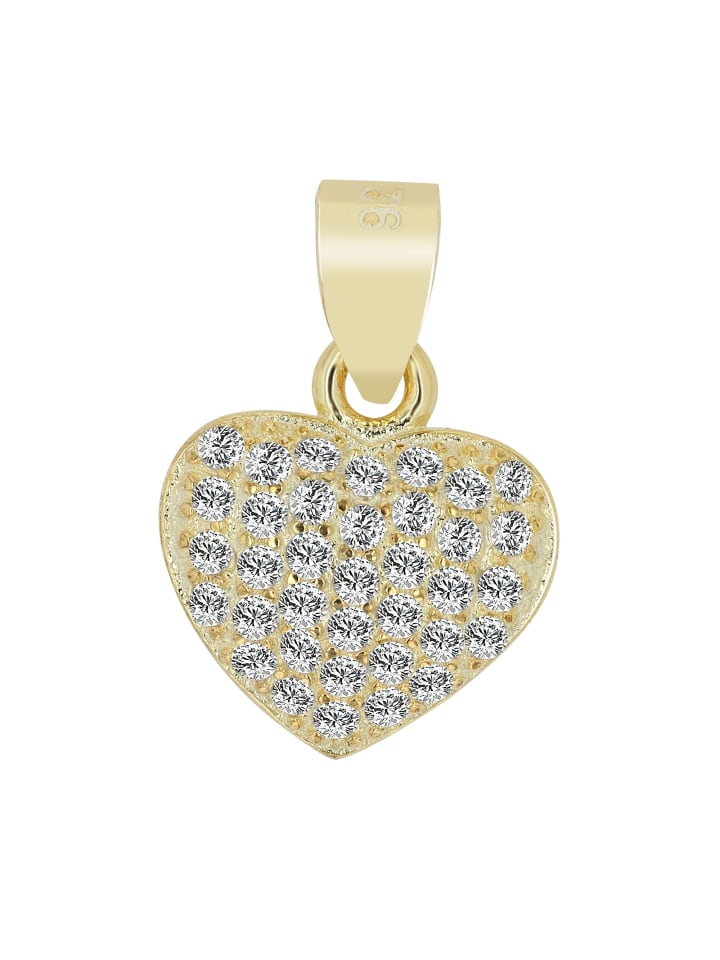Damen Anhänger Herz aus 925 Silber mit Zirkonia in gold