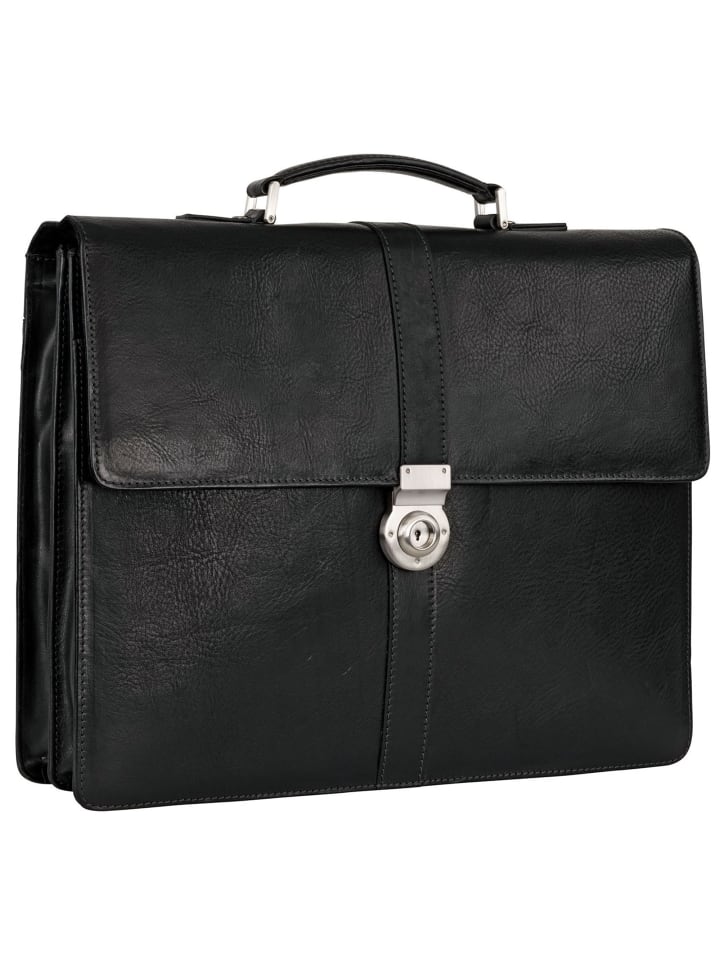 Bergamo Aktentasche Leder 40 cm Laptopfach schwarz