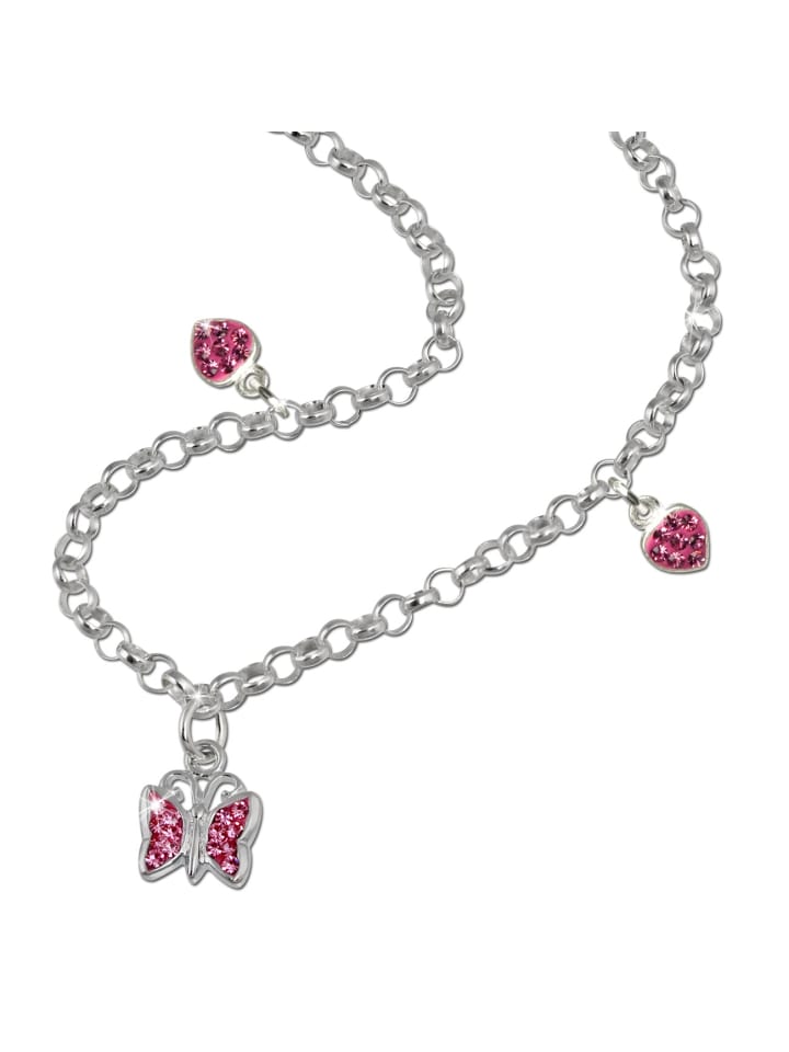 Kinder Halskette Schmetterling, Herzen in 925er Sterling Silber ca. 38cm