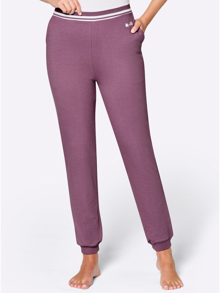 Hose in violett-weiß