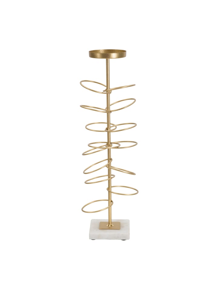 Goldener Kerzenhalter aus Metall mit Marmorsockel, 14 x 13 x 46 cm
