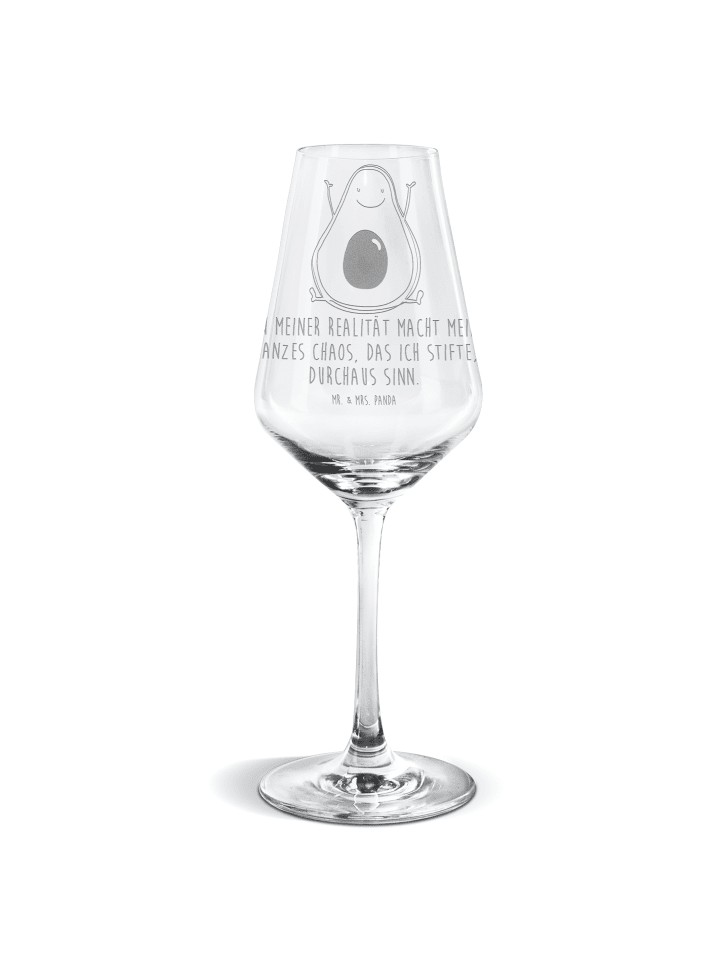 Weinglas Avocado Glücklich mit Spruch in Transparent