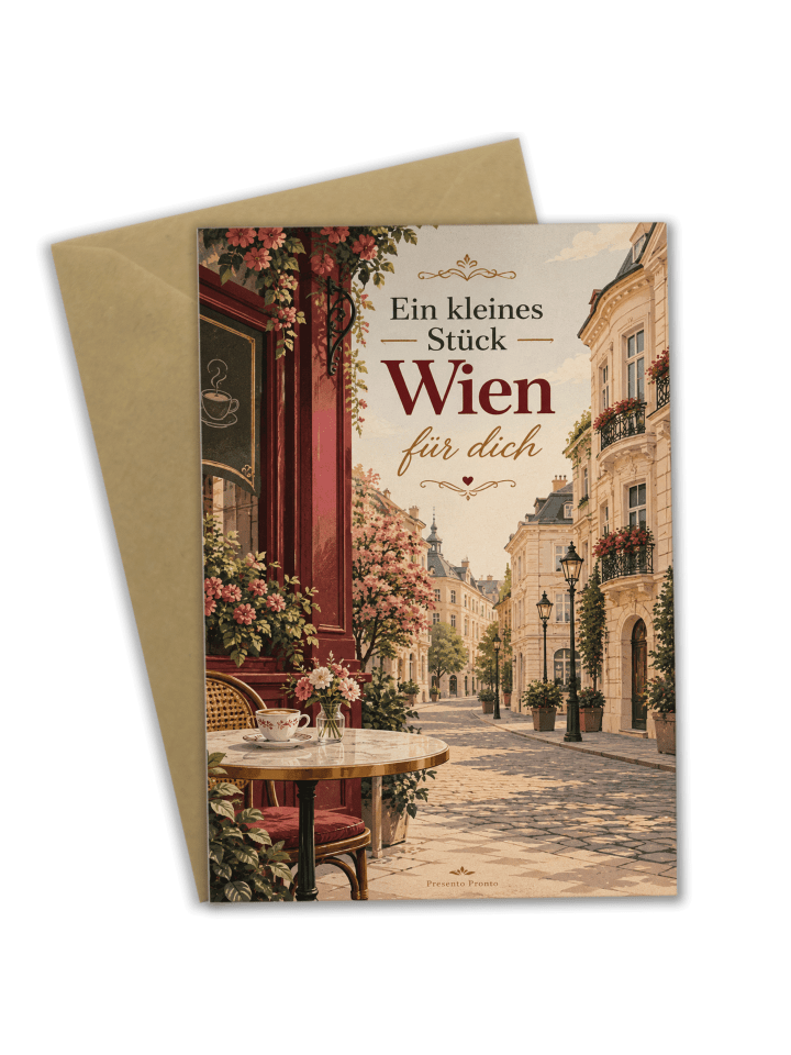 Glückwunschkarte Wien elegant Design mit Spruch in Weiß