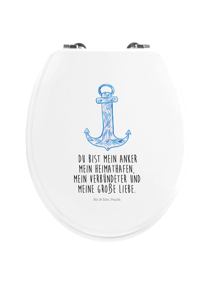 WC Brille Anker Blau mit Spruch in Weiß