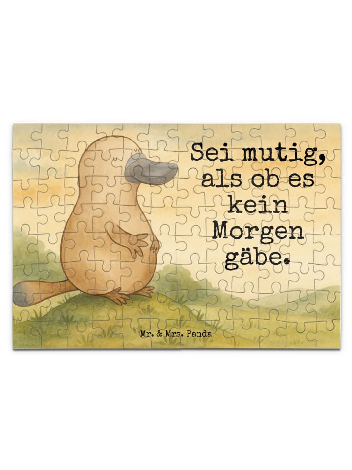 Puzzle Schnabeltier Mut Design mit Spruch in Weiß