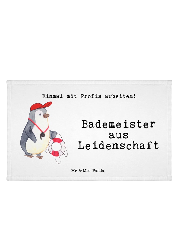 Gästehandtuch Bademeister Leidenschaft mit Spruch in Weiß