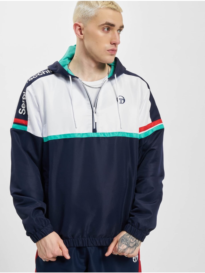 Cardigan in navy/white/peacock green