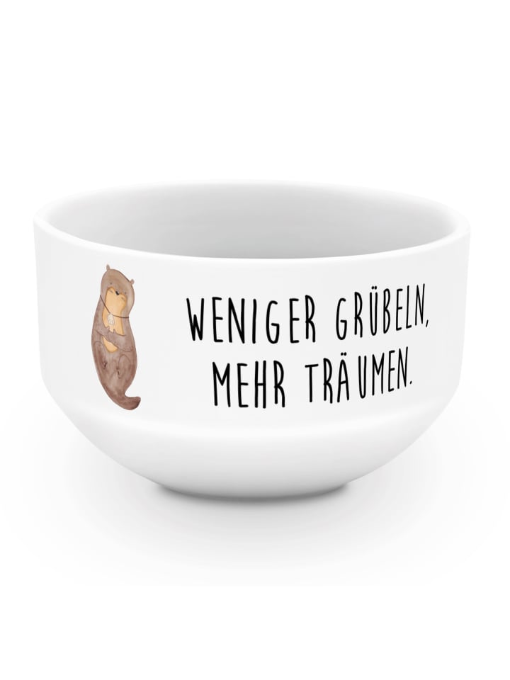 Müslischale Otter Muschel mit Spruch in Weiß