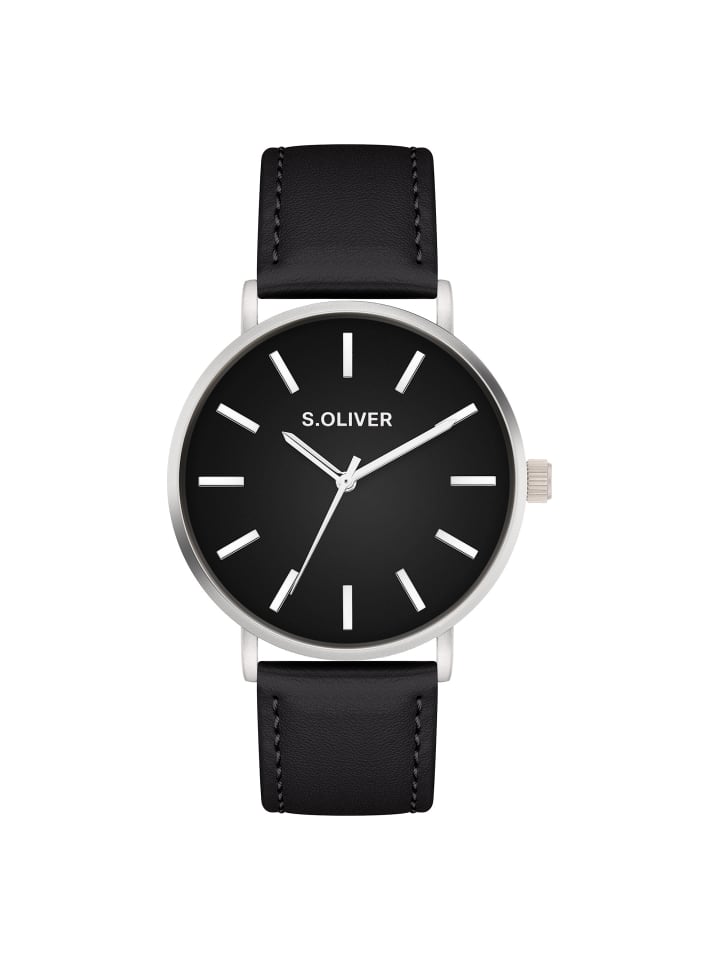 Armbanduhr Basic Leather in schwarz