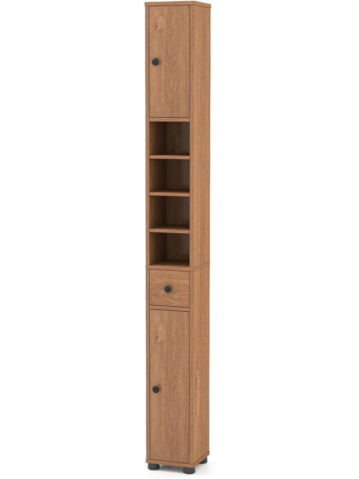 Badschrank schmal 20 x 20 x 180 cm in Hellbraun