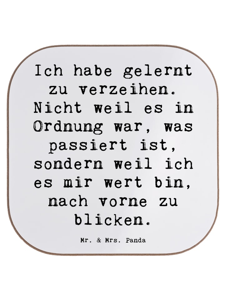 Drink Coaster Spruch Vergebung und Neubeginn mi... in Weiß
