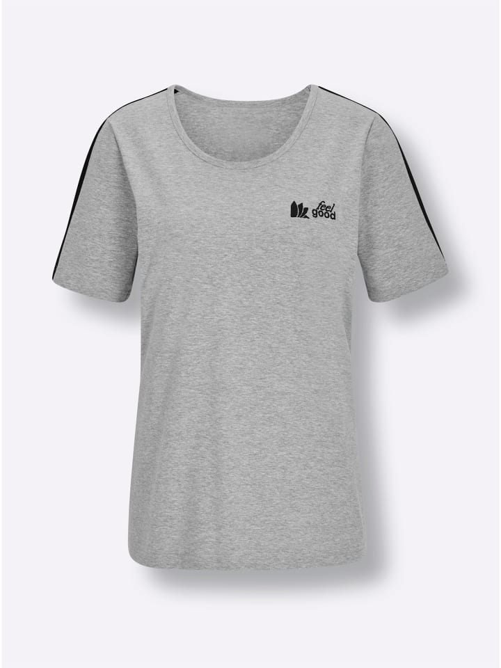 Shirt in grau-meliert-schwarz