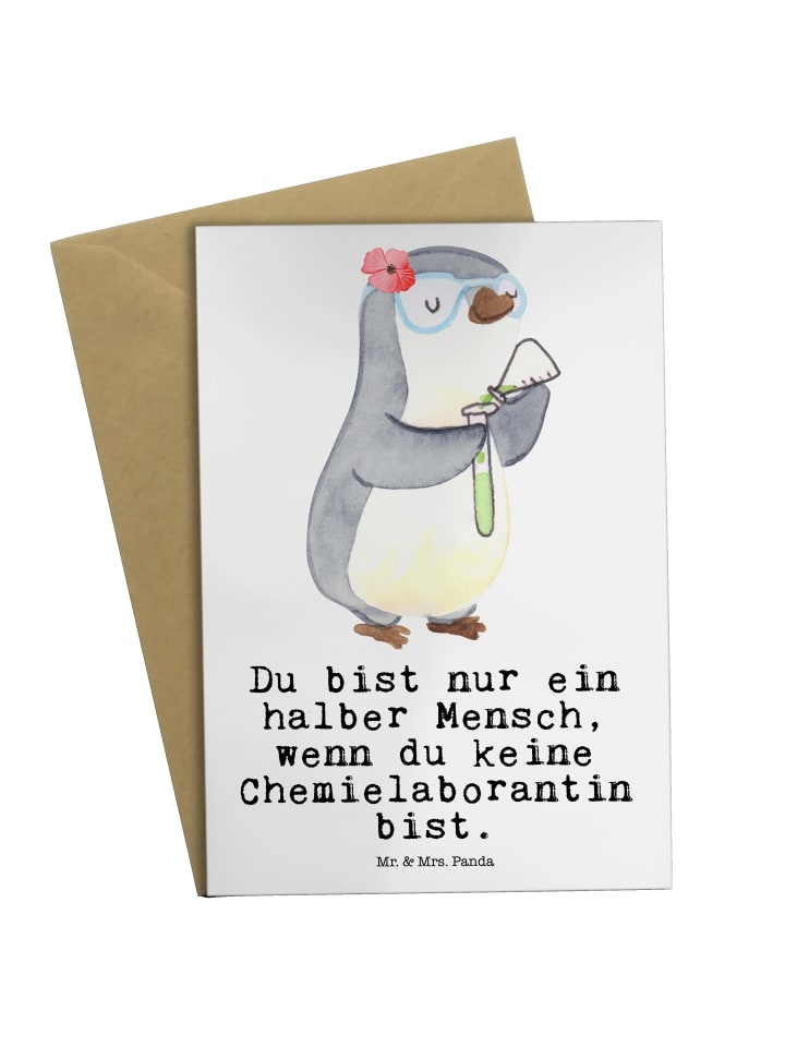Klappkarte Chemielaborantin Herz mit Spruch in Weiß