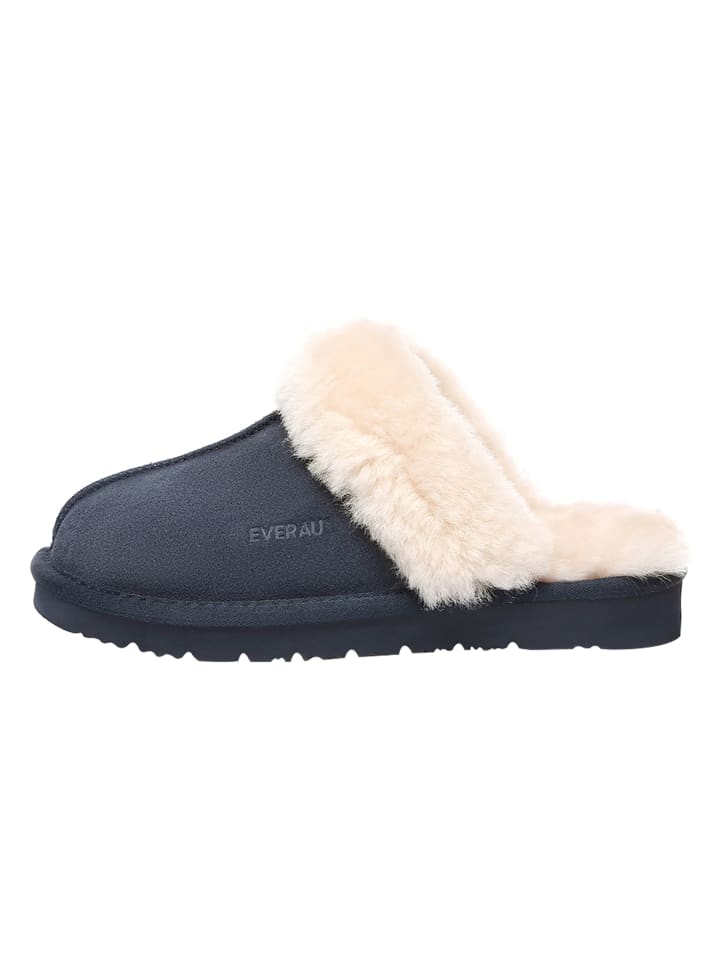 Leder Hausschuhe Raven in Marineblau