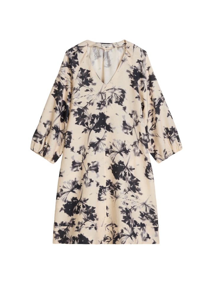 Kurzes Leinenkleid A-Shape in Offwhite