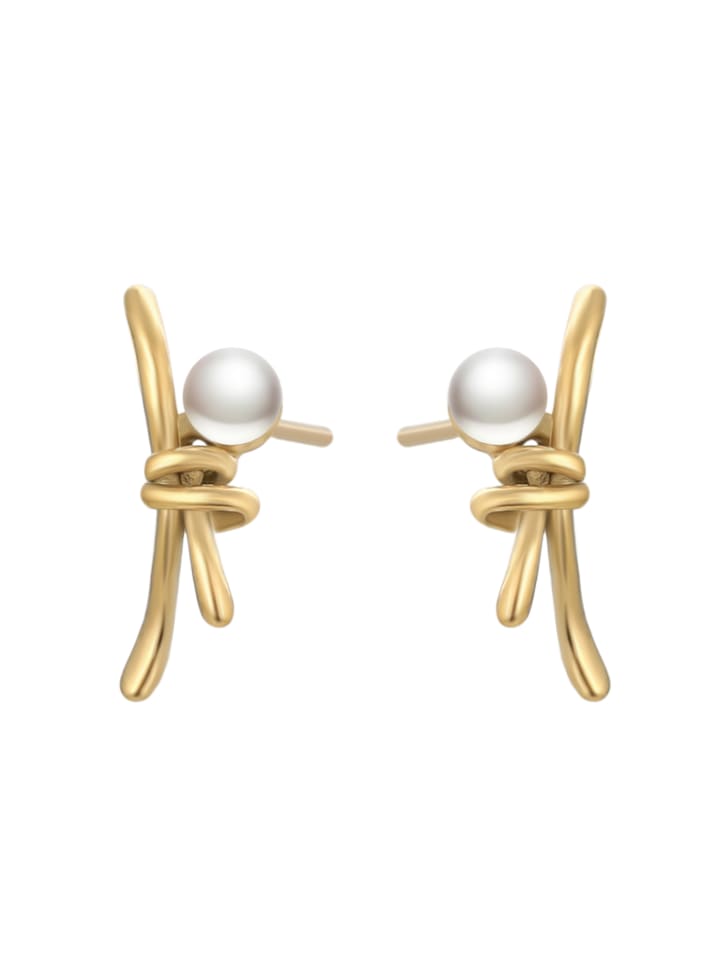 Women Stud Earrings in Gold White